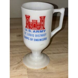 Vtg Milk Glass Mug U.S. Army St. Louis District Corps Of Engineers 1974